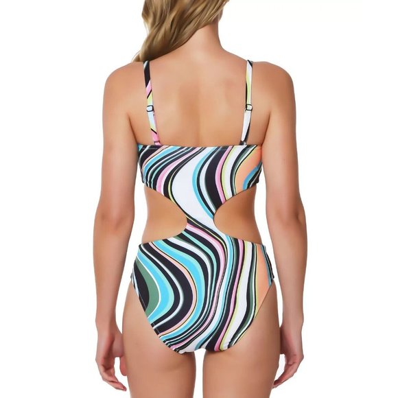 New Sanctuary Wavy Printed Side Cutout Swimsuit One-Piece Size XL - Picture 2 of 2